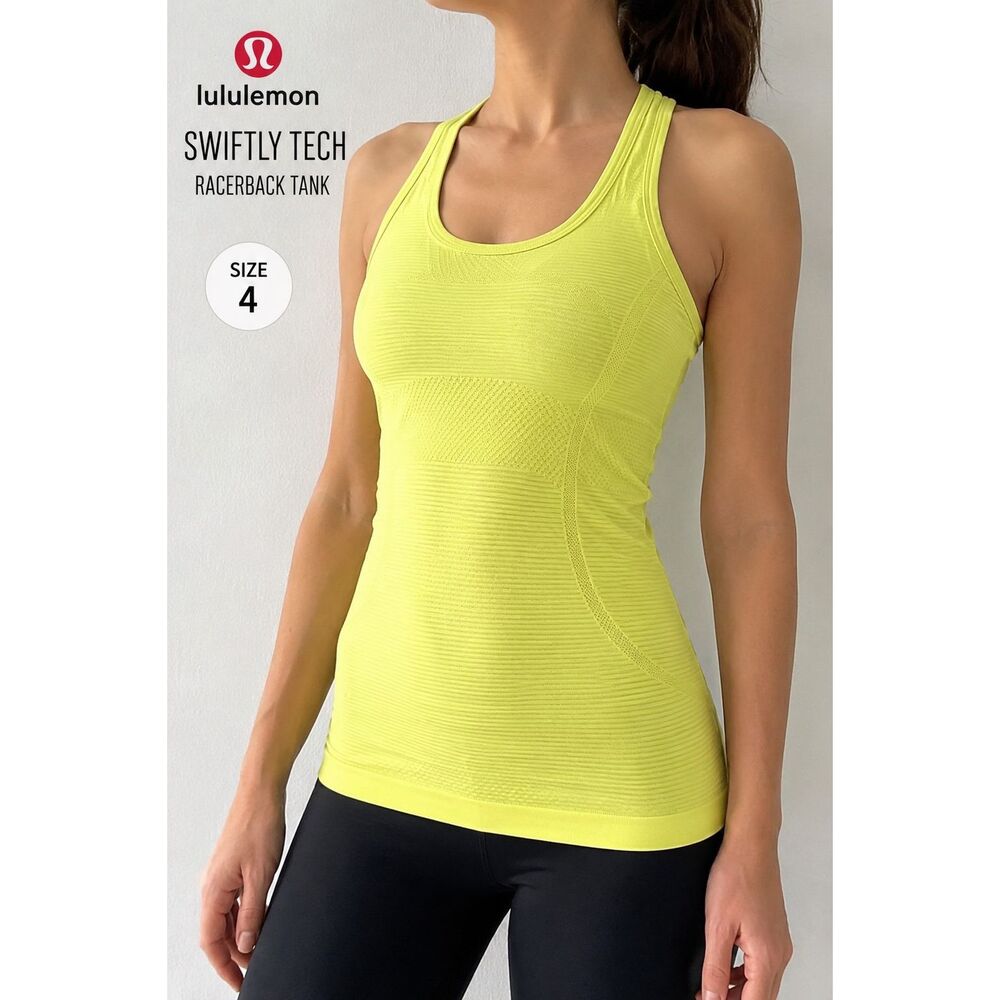 Lululemon Swiftly Tech Racerback Tank Top Size 4 / XS Yellow Seamless Athletic #